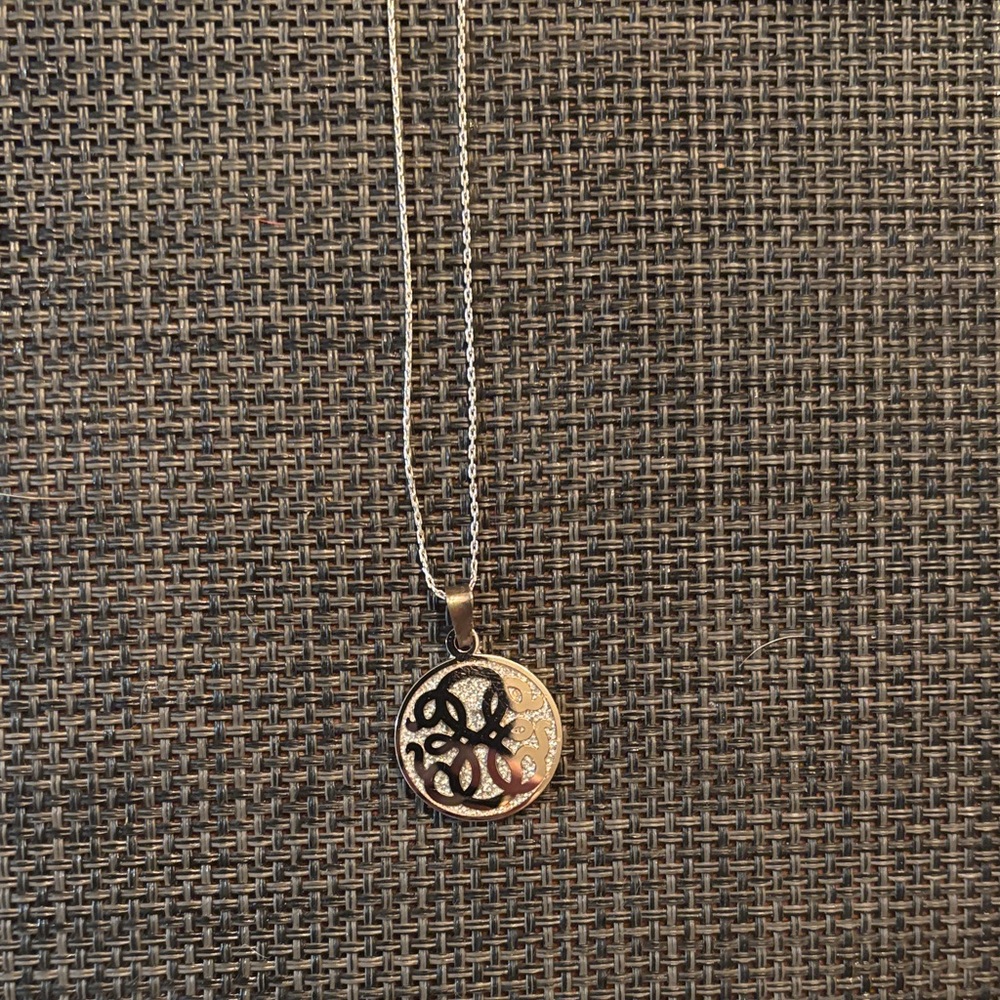 Alex and Ani Silver and Black Filigree Circle Pendant Necklace